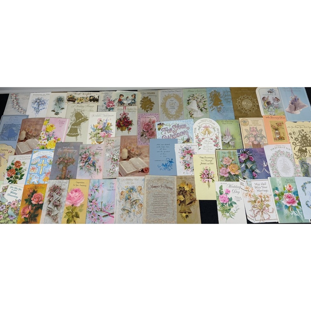 Vintage Wedding and Anniversary Cards Fronts ONLY Scrapbooking Crafts Lot of 50+